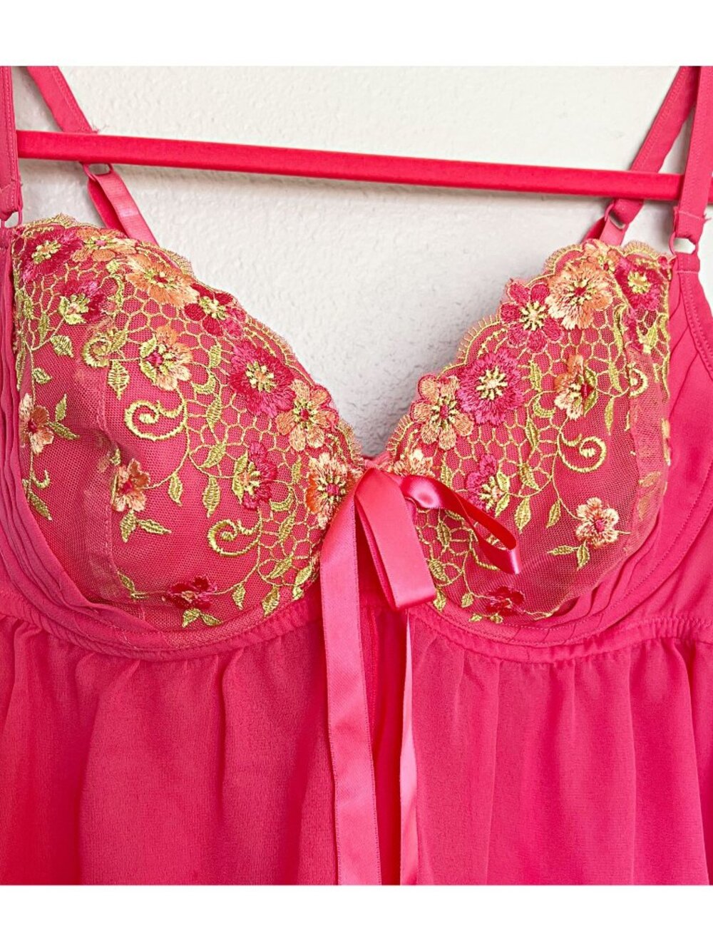 Cacique Babydoll Lingerie 2Pcs Sheer Lace Chemise Nightgown Underwear Plus 18/20 - Picture 8 of 12